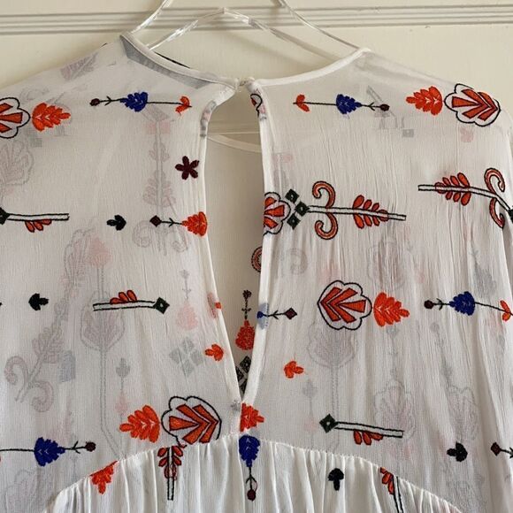 Zara Woman Embroidered Blouson Mini Shift Festival Casual Dress Boho Size Small - Picture 10 of 12